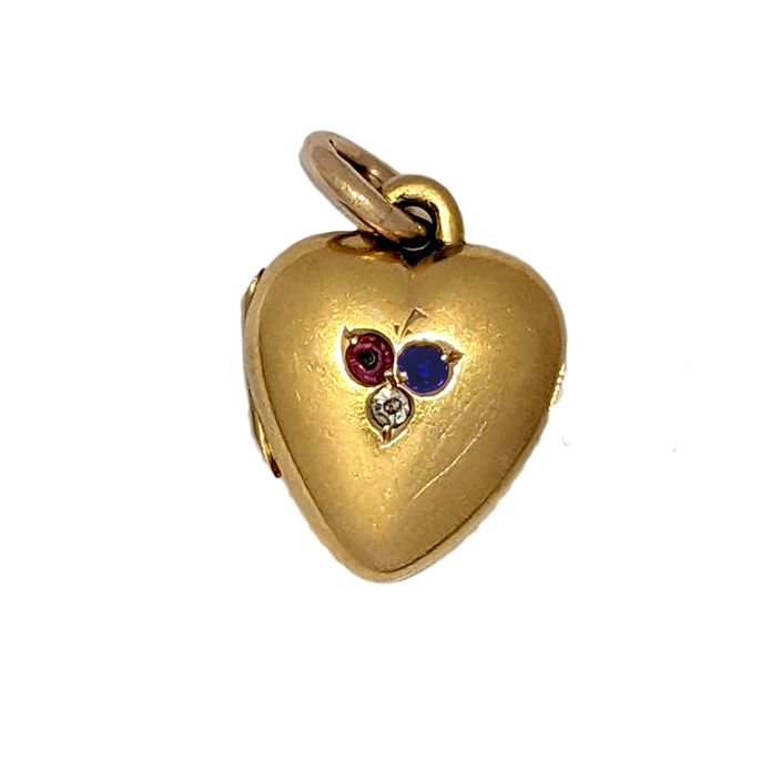 Antique small gold heart locket pendant | MasterArt